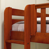 CROSS XL 1 CS : Multiple Bunk Beds Full XL + Twin XL Medium Corner Bunk with Straight Ladders on Ends, Slat, Chestnut