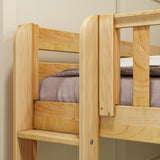 CROSS XL 1 NS : Multiple Bunk Beds Full XL + Twin XL Medium Corner Bunk with Straight Ladders on Ends, Slat, Natural