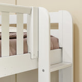 CROSS XL 1 WS : Multiple Bunk Beds Full XL + Twin XL Medium Corner Bunk with Straight Ladders on Ends, Slat, White