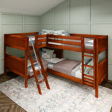 CROSS XL CP : Multiple Bunk Beds Full XL + Twin XL Medium Corner Bunk with Angled and Straight Ladder, Panel, Chestnut