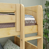 CROSS XL NP : Multiple Bunk Beds Full XL + Twin XL Medium Corner Bunk with Angled and Straight Ladder, Natural, Panel