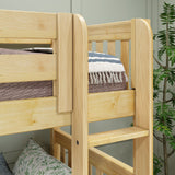 CROSS XL NS : Multiple Bunk Beds Full XL + Twin XL Medium Corner Bunk with Angled and Straight Ladder, Slat, Natural