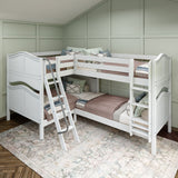 CROSS XL WC : Multiple Bunk Beds Full XL + Twin XL Medium Corner Bunk with Angled and Straight Ladder, White, Curve