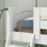 CROSS XL WP : Multiple Bunk Beds Full XL + Twin XL Medium Corner Bunk with Angled and Straight Ladder, White, Panel