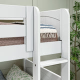 CROSS XL WP : Multiple Bunk Beds Full XL + Twin XL Medium Corner Bunk with Angled and Straight Ladder, White, Panel