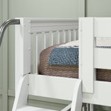 CROSS XL WS : Multiple Bunk Beds Full XL + Twin XL Medium Corner Bunk with Angled and Straight Ladder, Slat, White