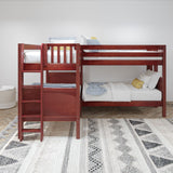 CRUX 1 CP : Multiple Bunk Beds Twin Medium Corner Bunk with Straight Ladders on End, Panel, Chestnut