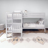 CRUX 1 WS : Multiple Bunk Beds Twin Medium Corner Bunk with Straight Ladders on Ends, Slat, White