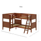 CRUX CP : Multiple Bunk Beds Twin Medium Corner Bunk Bed, Panel, Chestnut