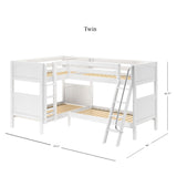 CRUX WP : Multiple Bunk Beds Twin Medium Corner Bunk Bed, Panel, White