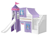 DELICIOUS27 WP : Play Loft Beds Twin Low Loft Bed with Stairs, Curtain, Top Tent, Tower + Slide, Panel, White