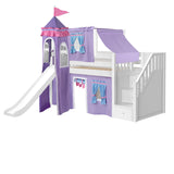 DELICIOUS27 WS : Play Loft Beds Twin Low Loft Bed with Stairs, Curtain, Top Tent, Tower + Slide, Slat, White