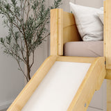 DELICIOUS NP : Play Loft Beds Twin Low Loft Bed with Stairs + Slide, Panel, Natural