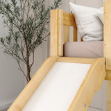 DELICIOUS NS : Play Loft Beds Twin Low Loft Bed with Stairs + Slide, Slat, Natural