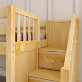 DELICIOUS NS : Play Loft Beds Twin Low Loft Bed with Stairs + Slide, Slat, Natural