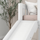 DELICIOUS WS : Play Loft Beds Twin Low Loft Bed with Stairs + Slide, Slat, White