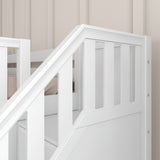 DELICIOUS XL WS : Play Loft Beds Twin XL Low Loft Bed with Stairs + Slide, Slat, White