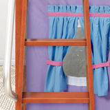 DEN27 CS : Play Loft Beds Twin Low Loft Bed with Angled Ladder, Curtain + Slide, Slat, Chestnut