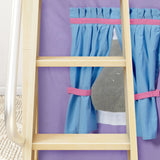 DEN27 NS : Play Loft Beds Twin Low Loft Bed with Angled Ladder, Curtain + Slide, Slat, Natural