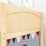 DEN44 NP : Play Loft Beds Twin Low Loft Bed with Angled Ladder, Curtain + Slide, Panel, Natural