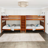 DIRECTOR XL CS : Multiple Bunk Beds Queen Quadruple High Bunk Bed with Stairs, Slat, Chestnut