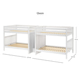 DIRECTOR XL WS : Multiple Bunk Beds Queen Quadruple High Bunk Bed with Stairs, Slat, White