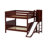 DOMAIN CP : Play Bunk Beds Full Medium Bunk Bed with Slide Platform, Panel, Chestnut