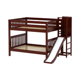 DOMAIN CS : Play Bunk Beds Full Medium Bunk Bed with Slide Platform, Slat, Chestnut