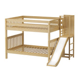 DOMAIN NS : Play Bunk Beds Full Medium Bunk Bed with Slide Platform, Slat, Natural