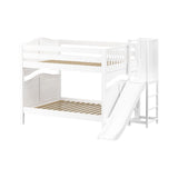 DOMAIN WC : Play Bunk Beds Full Medium Bunk Bed with Slide Platform, Curve, White
