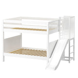 DOMAIN WP : Play Bunk Beds Full Medium Bunk Bed with Slide Platform, Panel, White