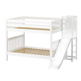 DOMAIN WS : Play Bunk Beds Full Medium Bunk Bed with Slide Platform, Slat, White