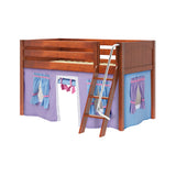 EASY RIDER27 CP : Play Loft Beds Twin Low Loft Bed with Angled Ladder + Curtain, Panel, Chestnut