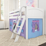 EASY RIDER27 WP : Play Loft Beds Twin Low Loft Bed with Angled Ladder + Curtain, Panel, White