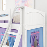 EASY RIDER27 WP : Play Loft Beds Twin Low Loft Bed with Angled Ladder + Curtain, Panel, White