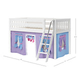 EASY RIDER27 WS : Play Loft Beds Twin Low Loft Bed with Angled Ladder + Curtain, Slat, White