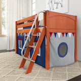 EASY RIDER44 CP : Play Loft Beds Twin Low Loft Bed with Angled Ladder + Curtain, Panel, Chestnut