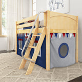 EASY RIDER44 NP : Play Loft Beds Twin Low Loft Bed with Angled Ladder + Curtain, Panel, Natural
