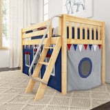 EASY RIDER44 NS : Play Loft Beds Twin Low Loft Bed with Angled Ladder + Curtain, Slat, Natural