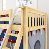 EASY RIDER44 NS : Play Loft Beds Twin Low Loft Bed with Angled Ladder + Curtain, Slat, Natural