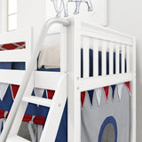 EASY RIDER44 WS : Play Loft Beds Twin Low Loft Bed with Angled Ladder + Curtain, Slat, White