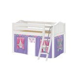 EASY RIDER56 WC : Play Loft Beds Twin Low Loft Bed with Angled Ladder + Curtain, Curve, White