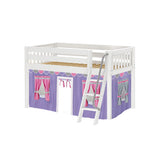 EASY RIDER56 WS : Play Loft Beds Twin Low Loft Bed with Angled Ladder + Curtain, Slat, White