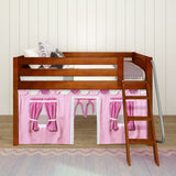 EASY RIDER64 CP : Play Loft Beds Twin Low Loft Bed with Angled Ladder + Curtain, Panel, Chestnut