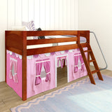 EASY RIDER64 CP : Play Loft Beds Twin Low Loft Bed with Angled Ladder + Curtain, Panel, Chestnut