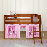 EASY RIDER64 CS : Play Loft Beds Twin Low Loft Bed with Angled Ladder + Curtain, Slat, Chestnut