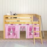EASY RIDER64 NP : Play Loft Beds Twin Low Loft Bed with Angled Ladder + Curtain, Panel, Natural
