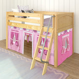 EASY RIDER64 NP : Play Loft Beds Twin Low Loft Bed with Angled Ladder + Curtain, Panel, Natural