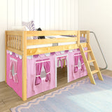 EASY RIDER64 NS : Play Loft Beds Twin Low Loft Bed with Angled Ladder + Curtain, Slat, Natural
