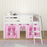 EASY RIDER64 WS : Play Loft Beds Twin Low Loft Bed with Angled Ladder + Curtain, Slat, White